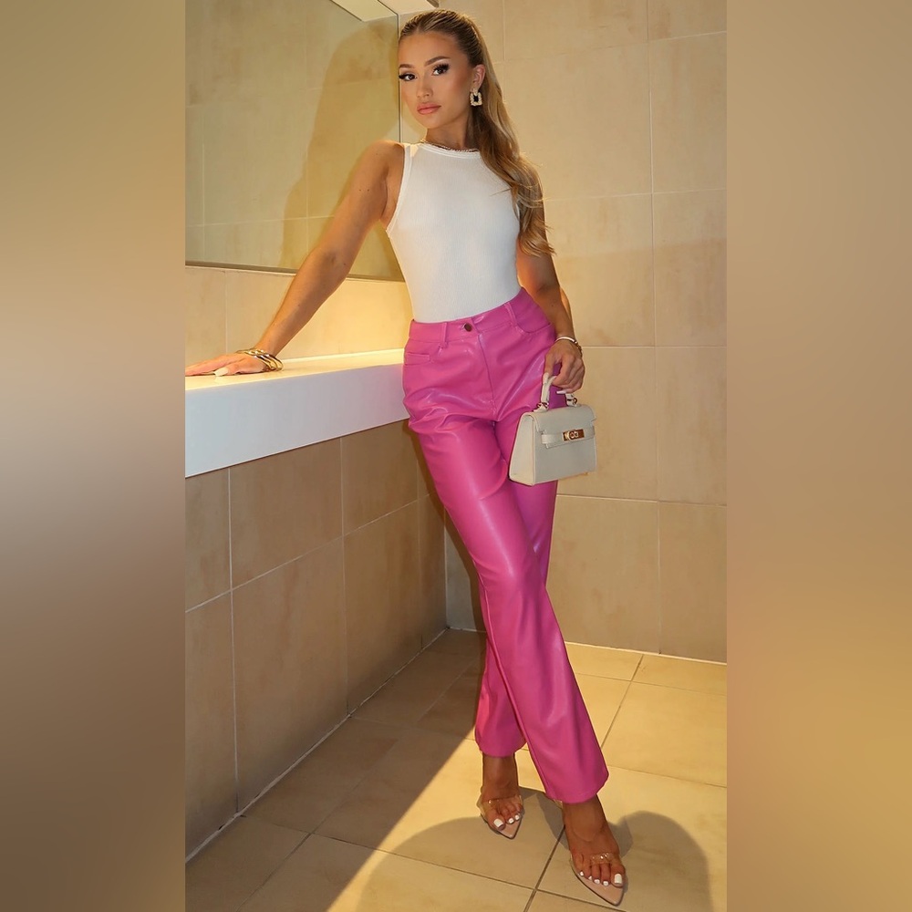 Faux pink leather pants sz M NWT